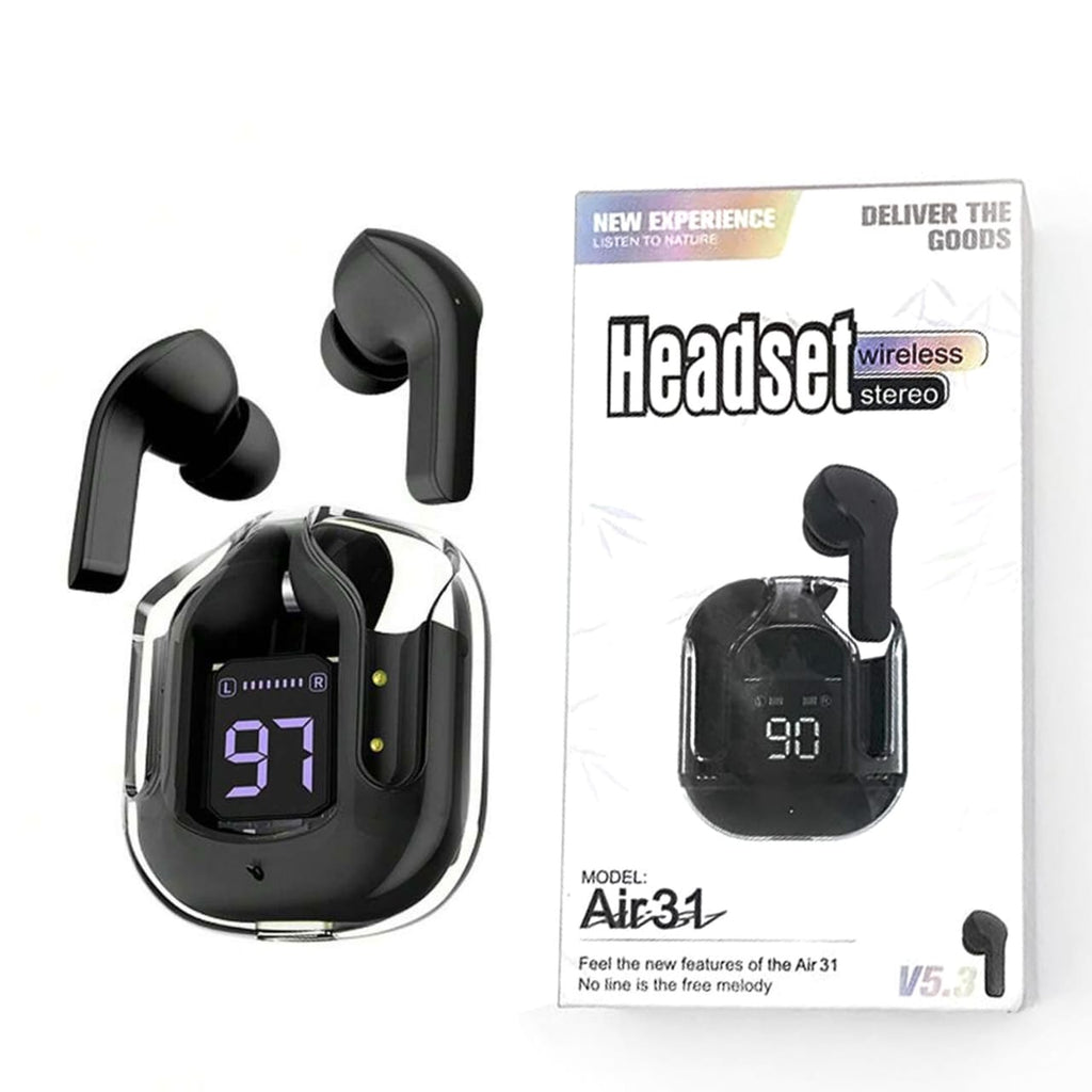 Air31 Earbuds Wireless Crystal Transparent body - with silicone pouch